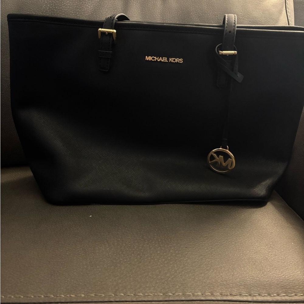 Michael Kors Black Tote with Gold Accents